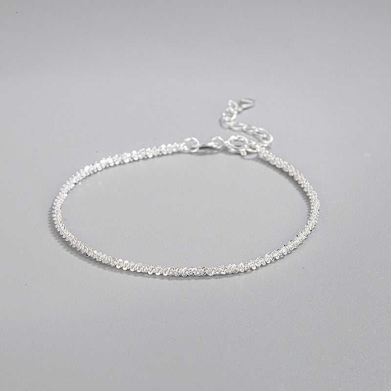 INS Style Sterling Silver Wave Design Bracelet - Minimalist Luxury Adjustable Cuff for Women