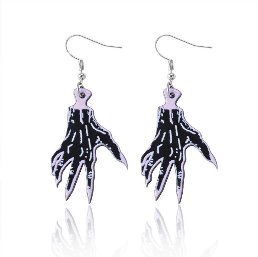 Acrylic Halloween Bat Skull Cat Resin Pendant Earrings Necklace Accessories