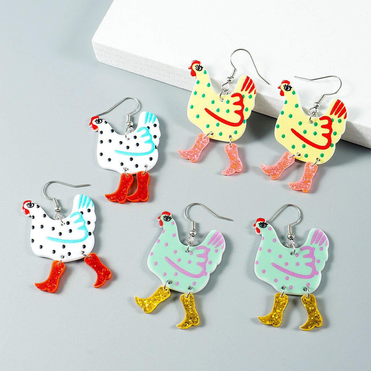 Acrylic Cartoon Duck Animal Drop Earrings for Women