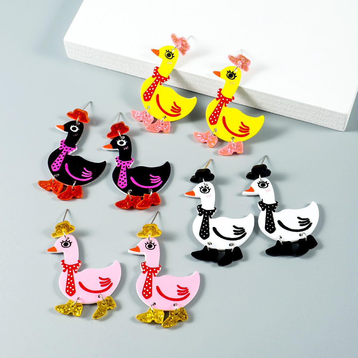 Acrylic Cartoon Duck Animal Drop Earrings for Women