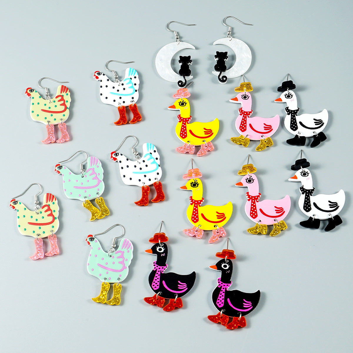 Acrylic Cartoon Duck Animal Drop Earrings for Women