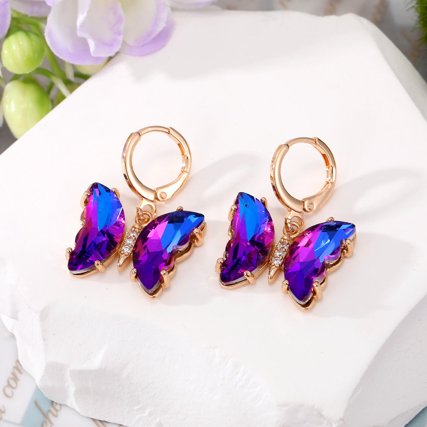 Wholesale Jewelry 1 Pair Simple Style Butterfly Alloy Artificial Crystal Drop Earrings