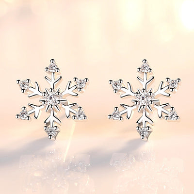 Wholesale Jewelry 1 Pair Simple Style Snowflake Alloy Rhinestones Ear Studs