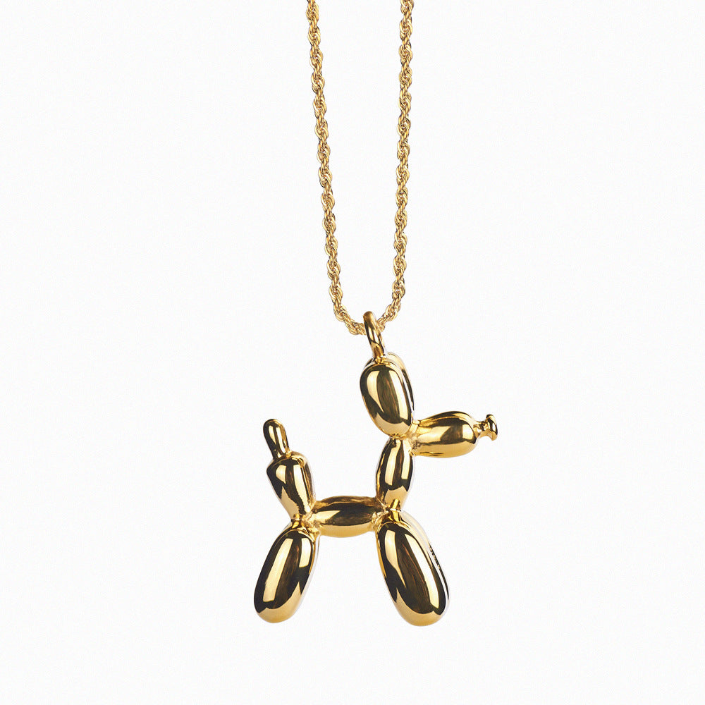 Balloon Dog Pendant Titanium Steel Necklace