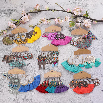 Bohemian Fashion Colorful Flower Big Circle Earrings