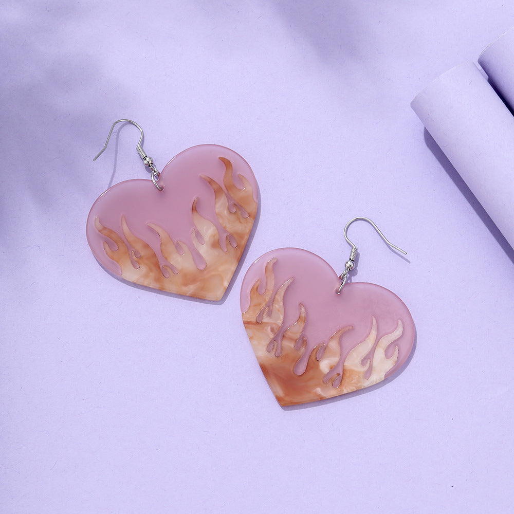 Color Matching Heart-shaped Resin Earrings