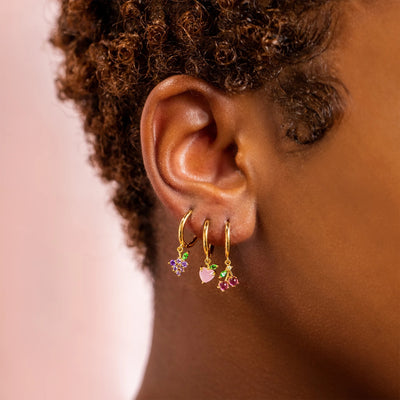 Color Zirconium Grape Cherry Pineapple Fruit Copper Earrings