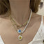 Devil's Eyes Smiley Face Pendant Pearl Chain Multi-layer Necklace