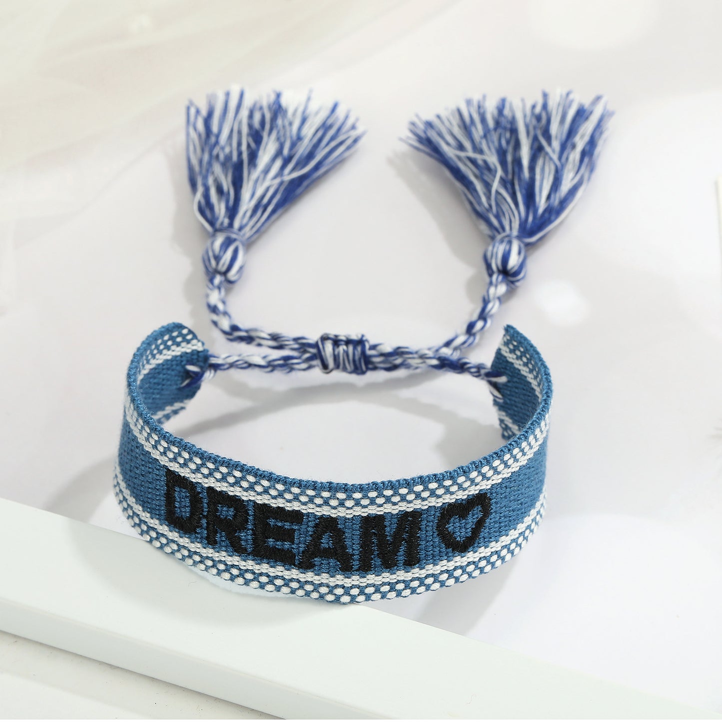 Embroidery Woven Alphabet Tassel Bracelet