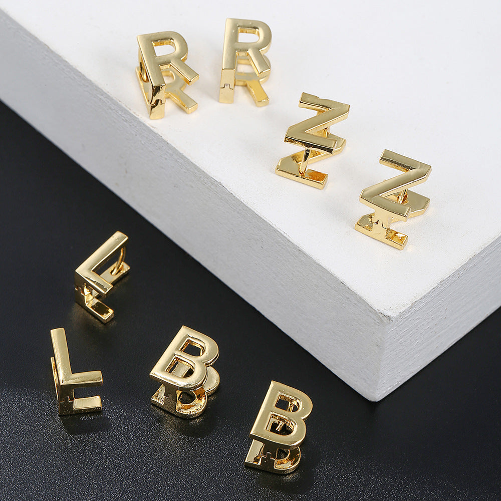 18k Gold Plated Alphabet Initial Copper Earrings