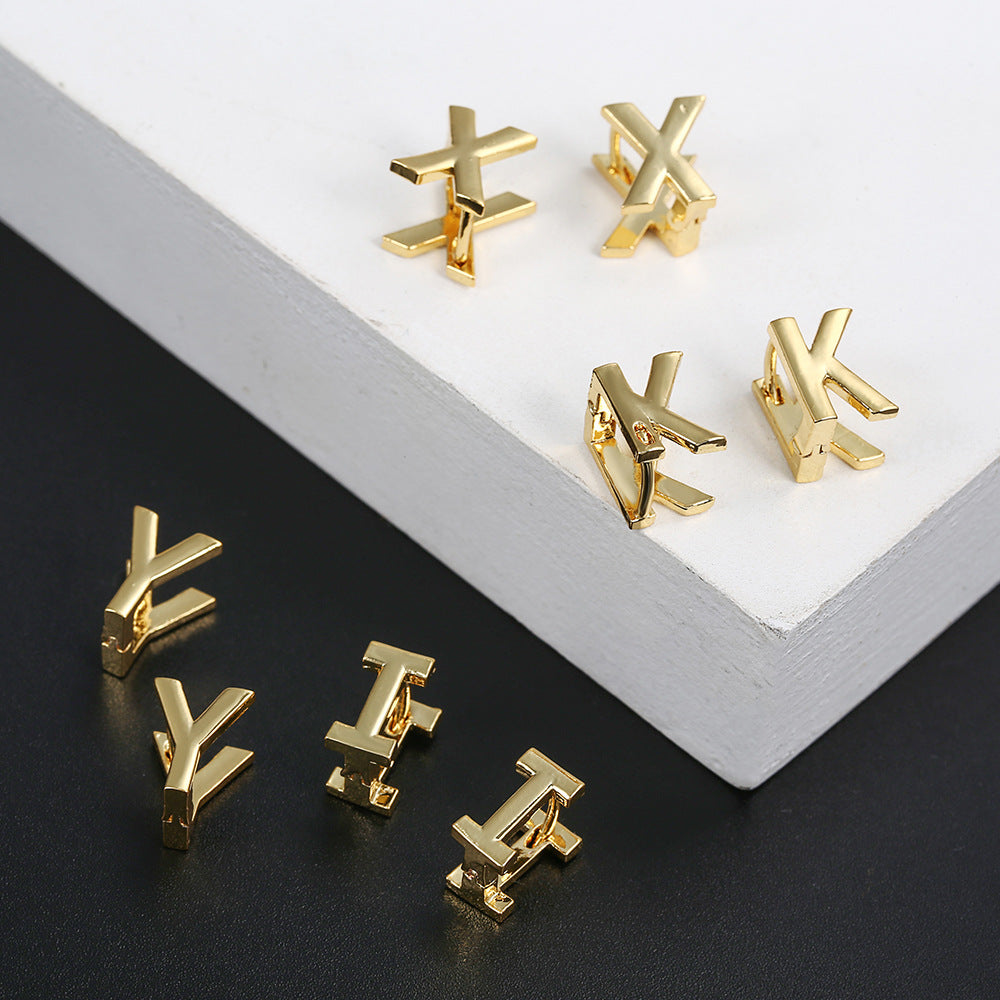 18k Gold Plated Alphabet Initial Copper Earrings