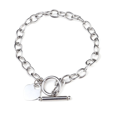 Heart-shaped Pendant OT Buckle Stainless Steel Bracelet