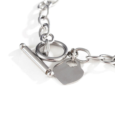 Heart-shaped Pendant OT Buckle Stainless Steel Bracelet