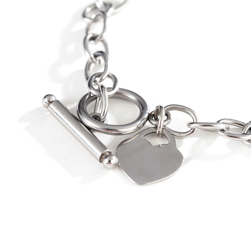 Heart-shaped Pendant Stainless Steel Chain Bracelet