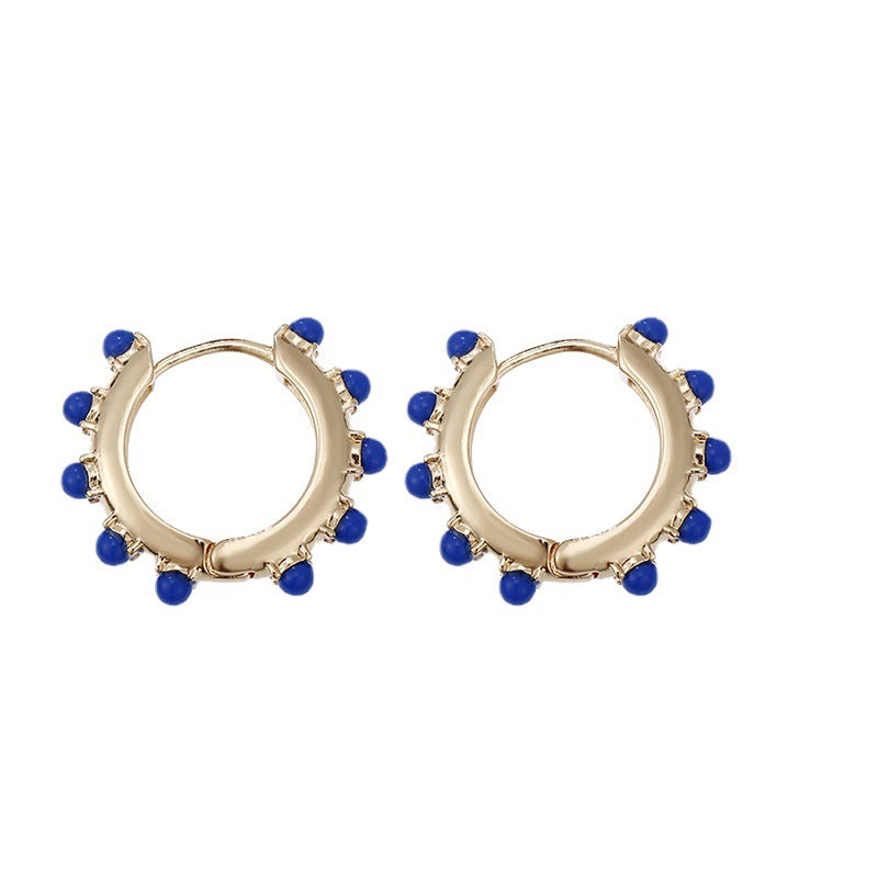 Colorful Round Pearl Acrylic Hoop Earrings for Women