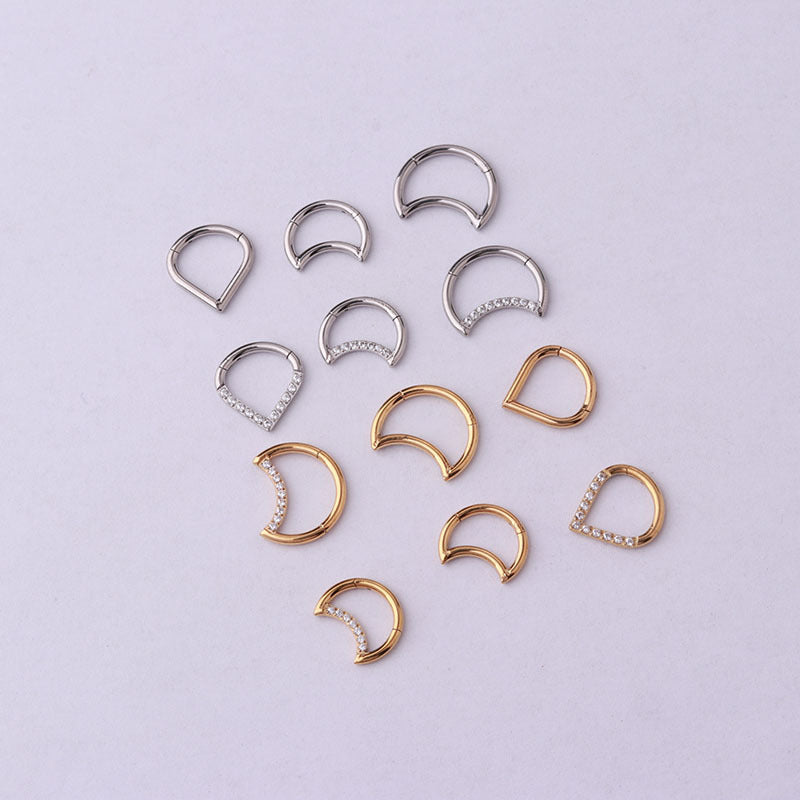 Wholesale Stainless Steel Hollow Moon Drop Nose and Ear Piercing Ring