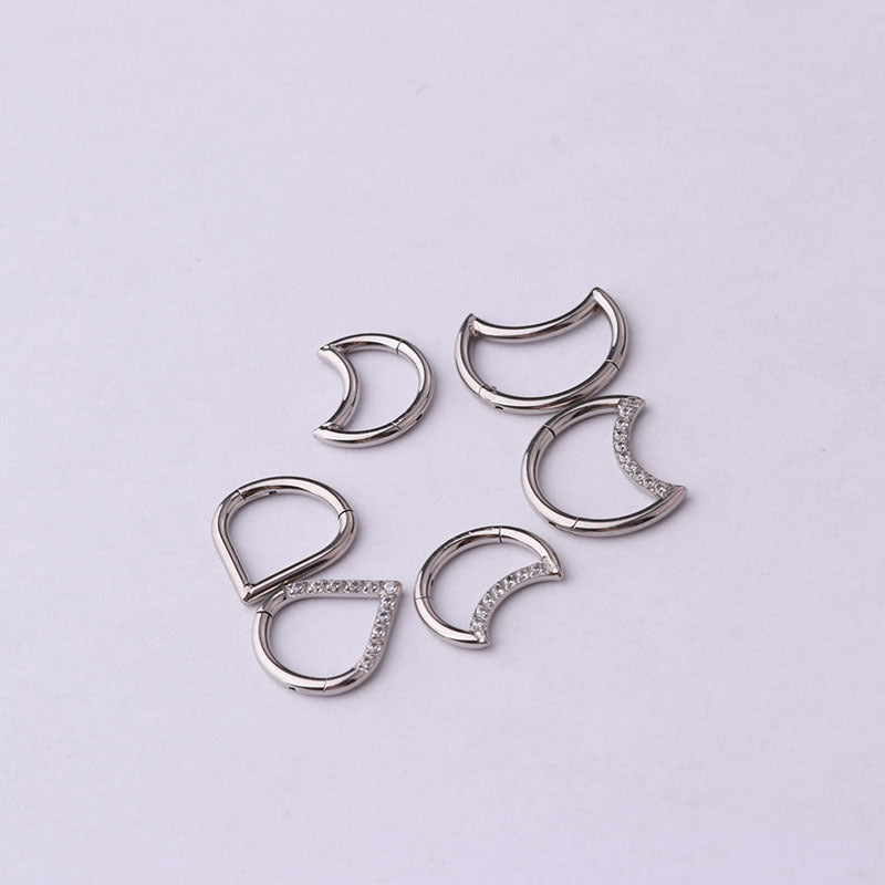 Hollow Moon Drop Shape Stainless Steel Nose Ring