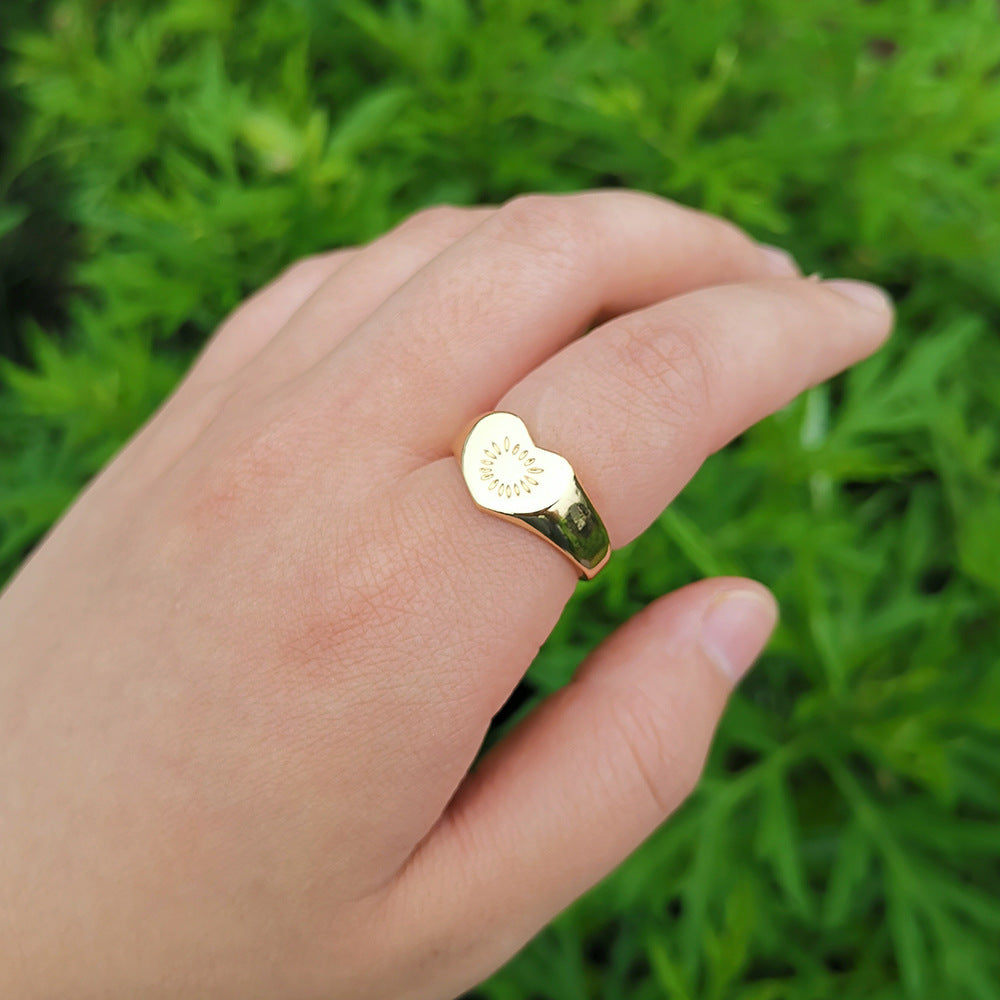 Wholesale Vintage Heart Wings Ring - Minimalist Hip Hop Style Women's Jewelry