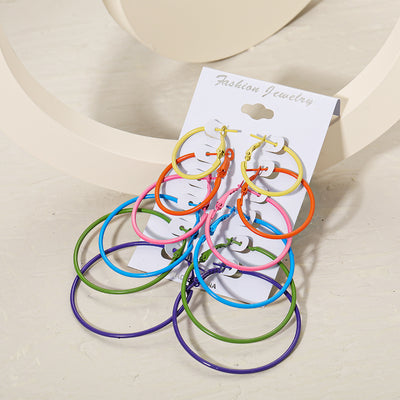 Multicolor C-shaped Earrings 6-piece Set