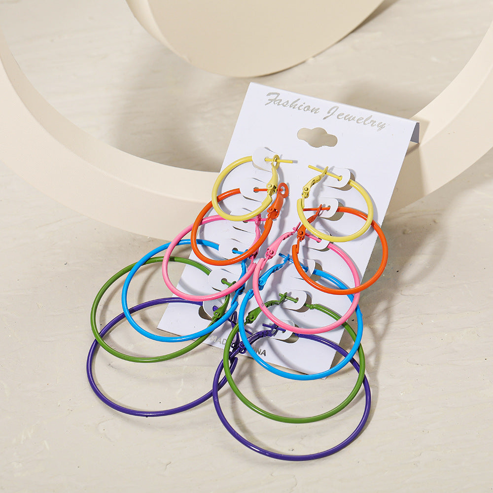 Wholesale Multicolor C-shaped Earrings 6-piece Set for Women