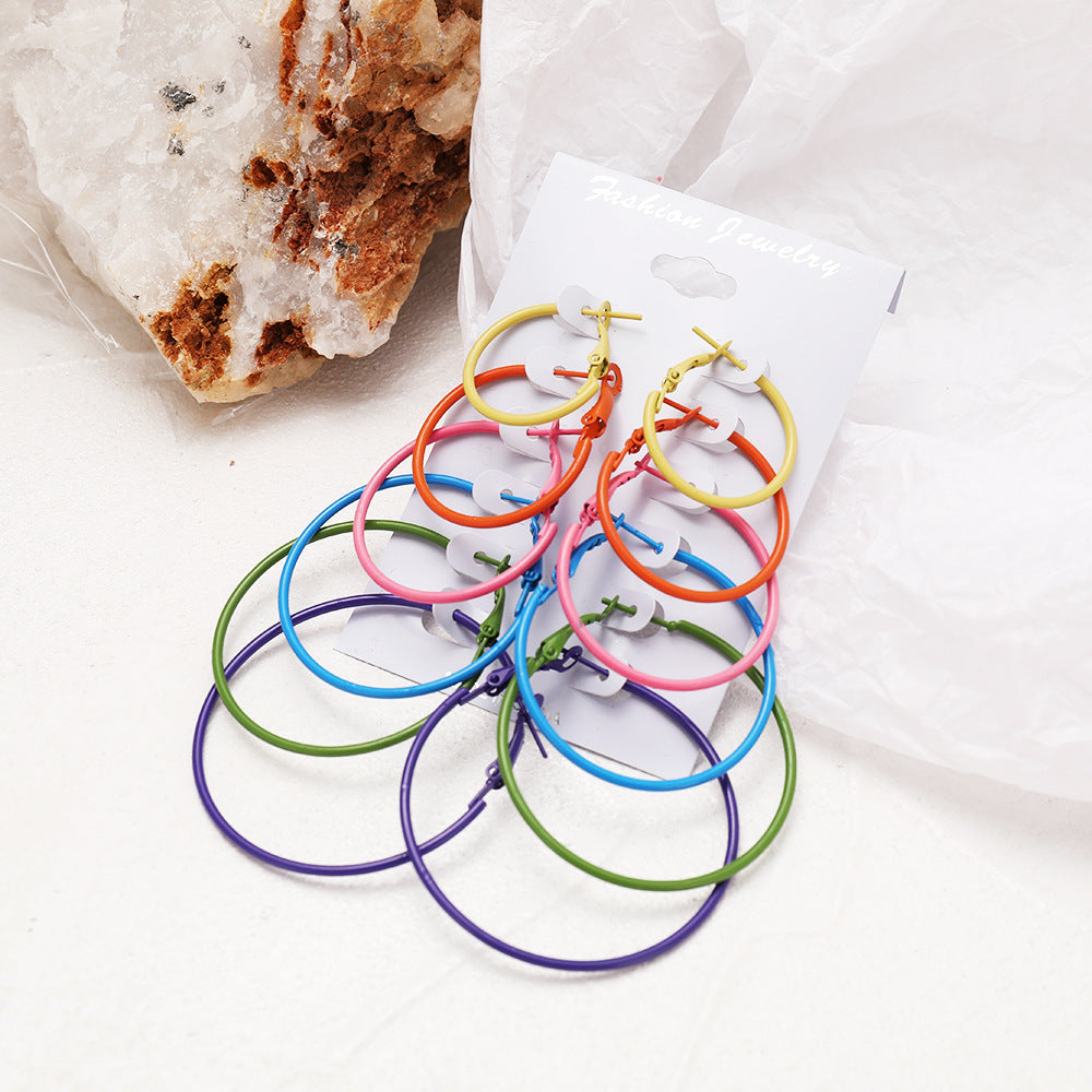 Wholesale Multicolor C-shaped Earrings 6-piece Set for Women