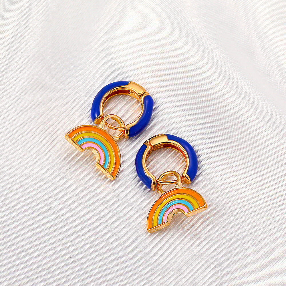 Multicolor Rainbow Pendant Earrings