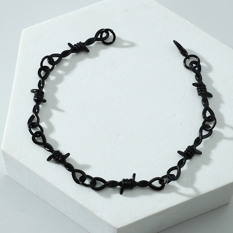 Punk Style Thorns Chain Necklace Bracelet Black Gothic Multi-Purpose Chain Accessories