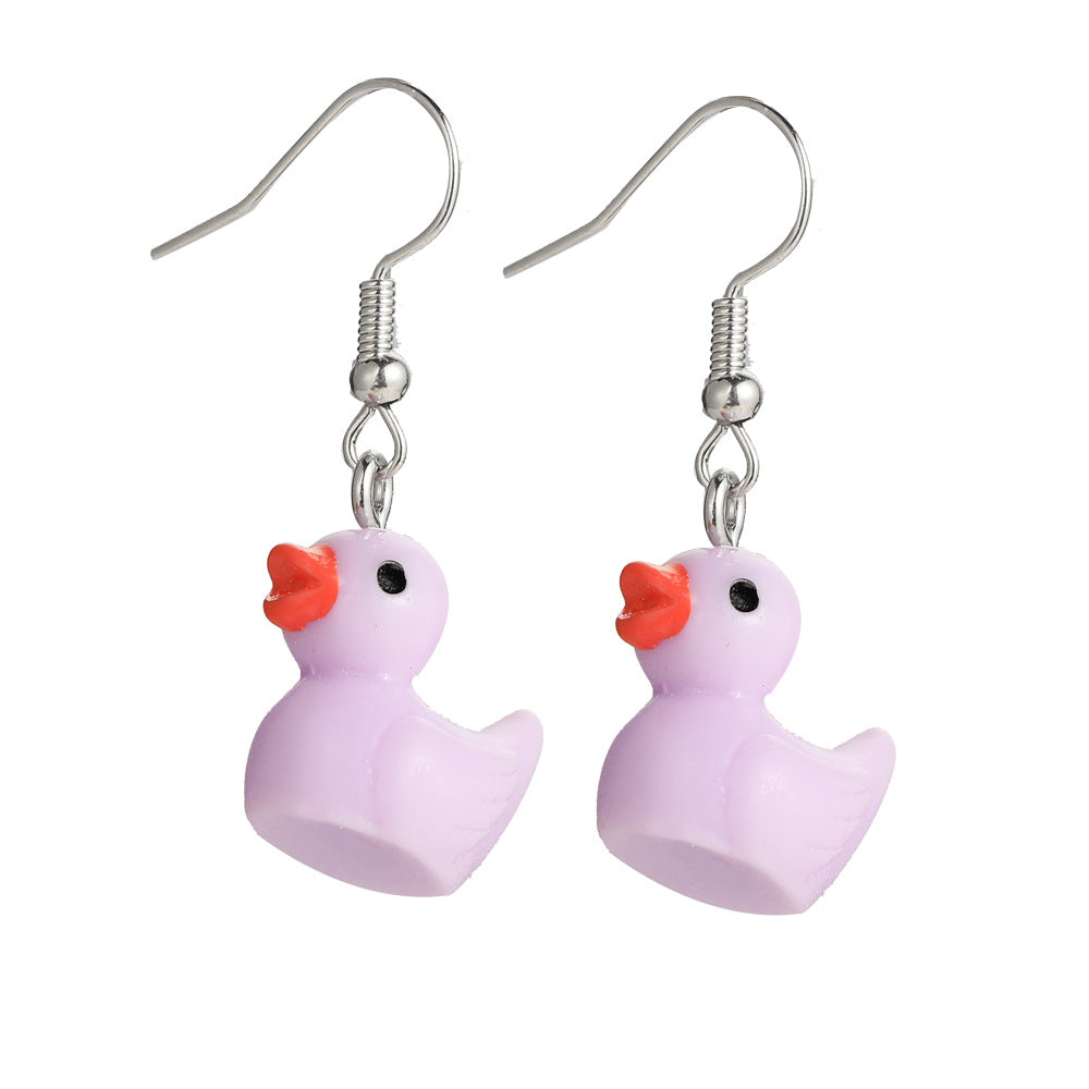 Resin Cartoon Animal Duck Earrings