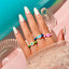 Retro Heart Ceramic Rice Bead Ring - Colorful Beaded Jewelry