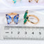 Vintage Adjustable Multicolor Butterfly Ring for Women