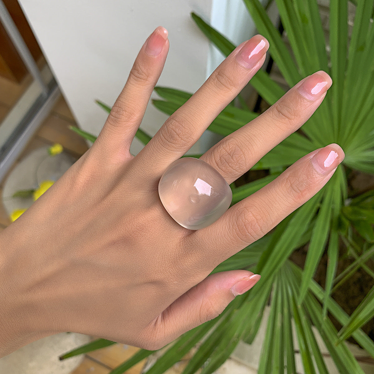 Wholesale Fashion Geometric Candy Color Acrylic Resin Ring for Women