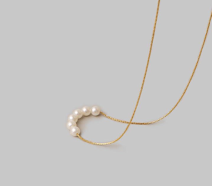 Simple Pearl Titanium Steel Necklace