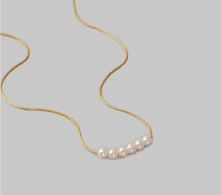 Simple Pearl Titanium Steel Necklace with 18k Gold Plating