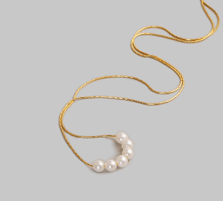 Simple Pearl Titanium Steel Necklace with 18k Gold Plating