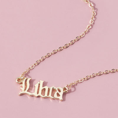 Wholesale Jewelry Simple Style Letter Constellation Alloy Pendant Necklace