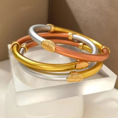 Wholesale Simple Style Round Silicone Buddhist Bangle with Bowknot Ribbon Alloy Set Bracelet 65mm