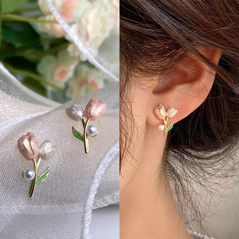 Sweet Heart Flower Bow Knot Pearl Drop Earrings with S925 Silver Studs