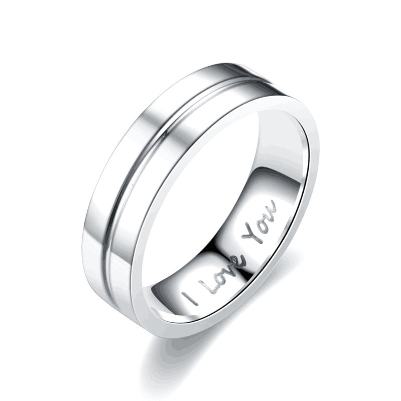 Lettering Stainless Steel Diamond Couple Rings