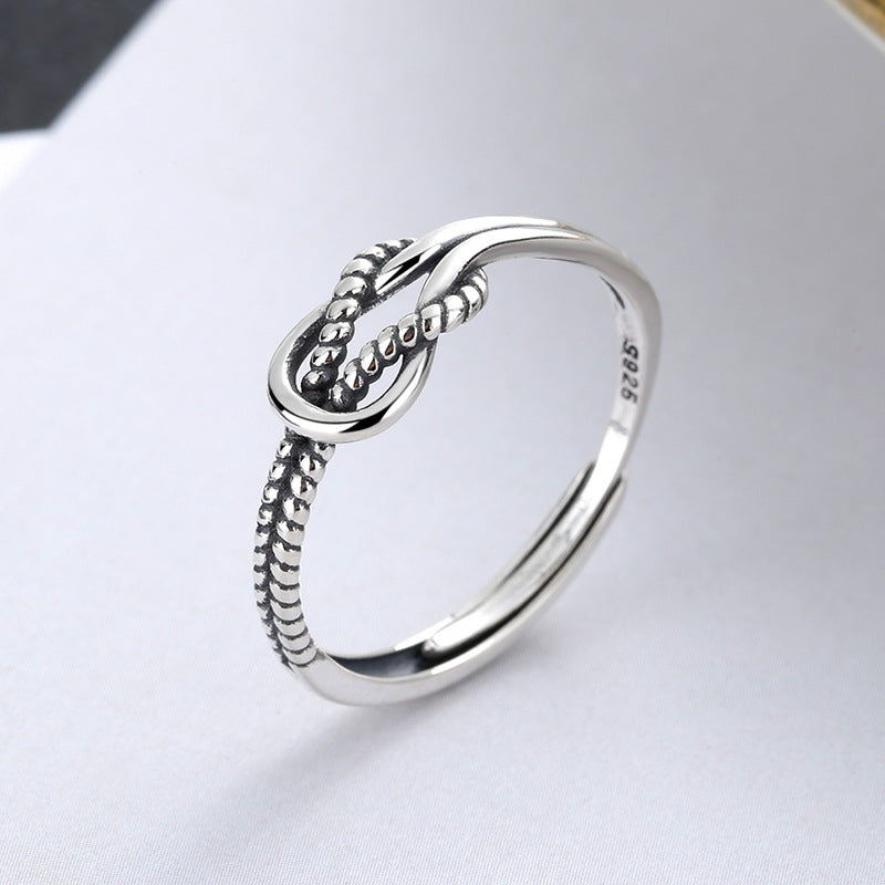 Sterling Silver Geometric Twist Knot Open Ring