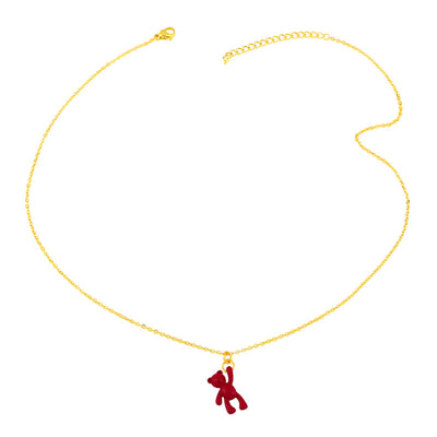 Simple Solid Color Bear Pendant Copper Necklace