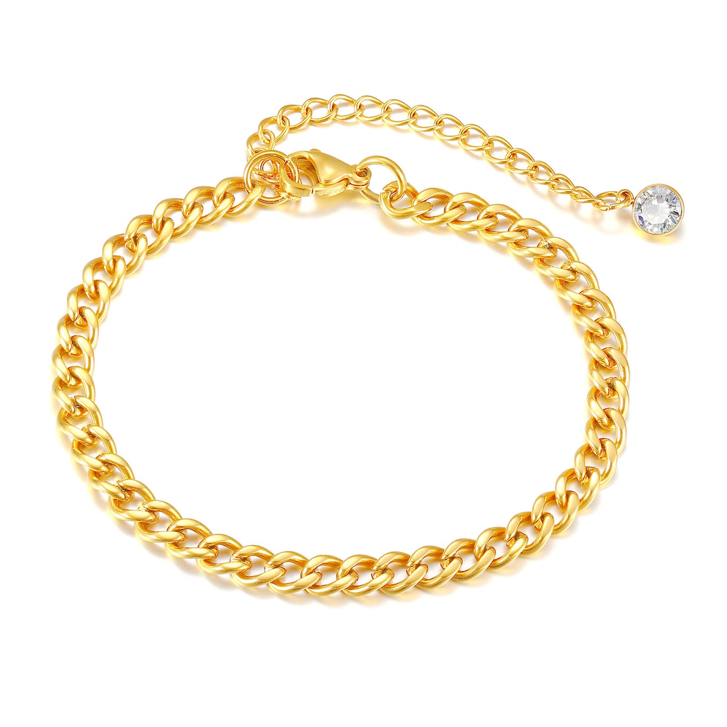 18K Gold Plated Geometric Stainless Steel Zircon Mesh Chain Bracelet