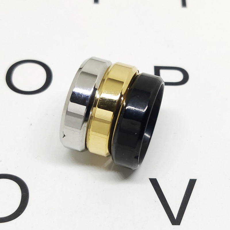 Wholesale Minimalist Geometric Stainless Steel Rings - Customizable Tri-Color Design