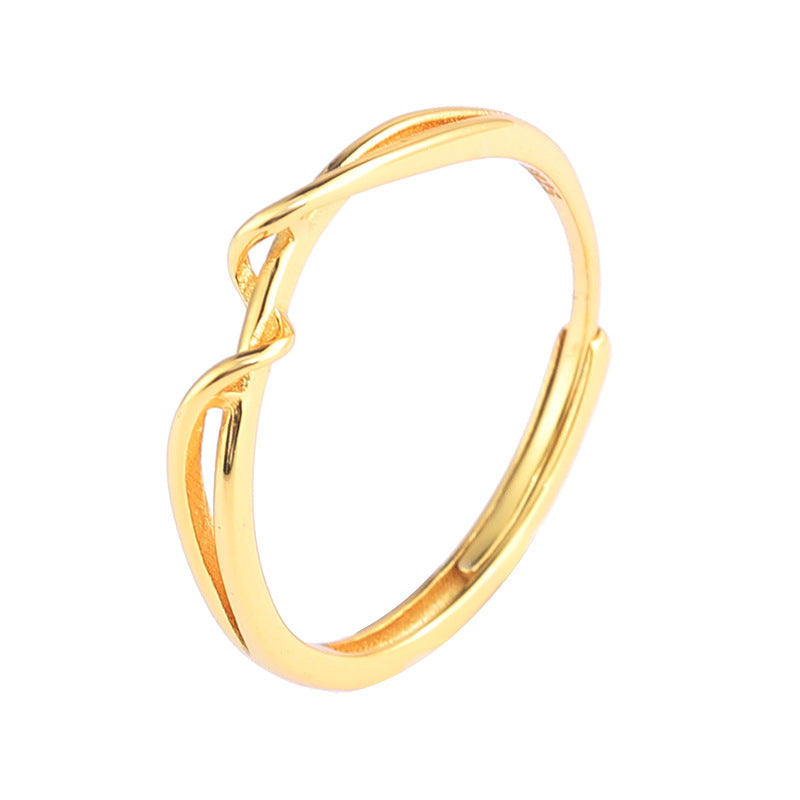 Minimalist Mobius Twist Sterling Silver Gold Plated Adjustable Ring