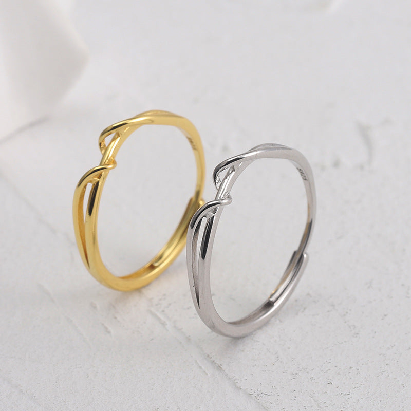 Minimalist Mobius Twist Sterling Silver Gold Plated Adjustable Ring