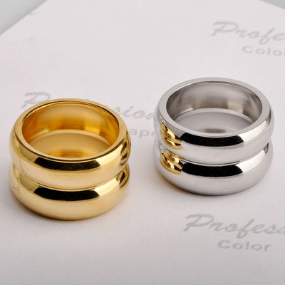 Wholesale Minimalist Titanium Steel Double Layer Rings for Women