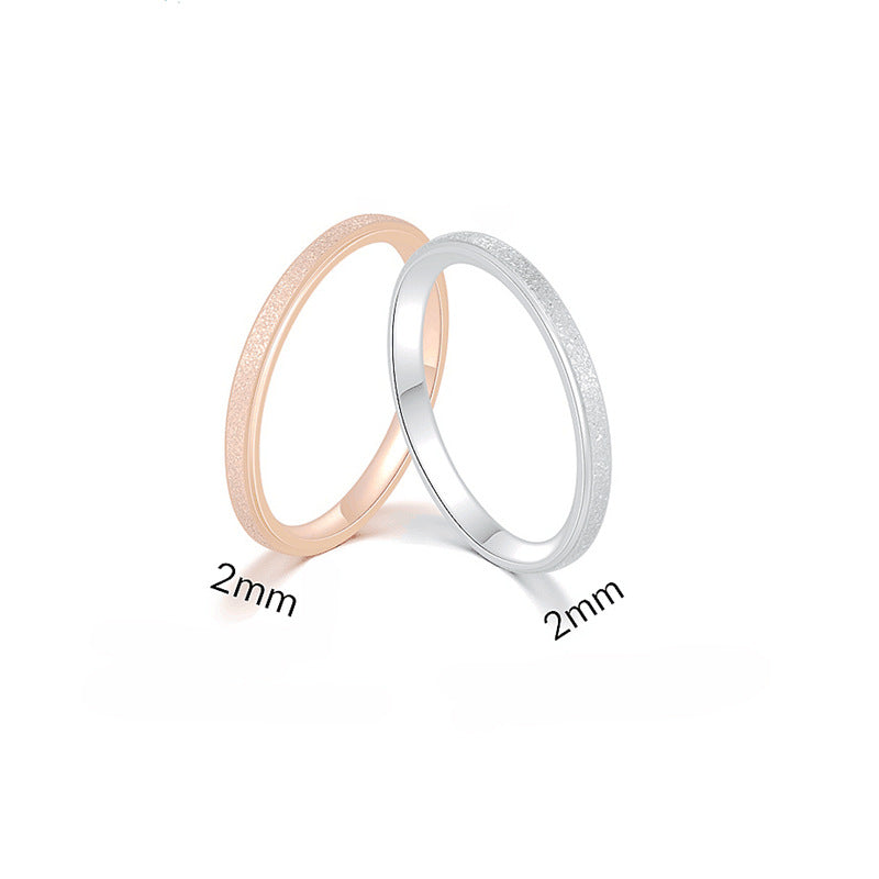 Titanium Steel Frosted Rose Gold Couple Rings