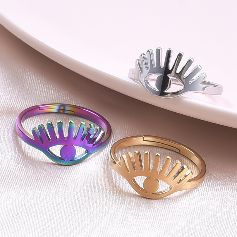 Stainless Steel Adjustable Eye Design Open Ring