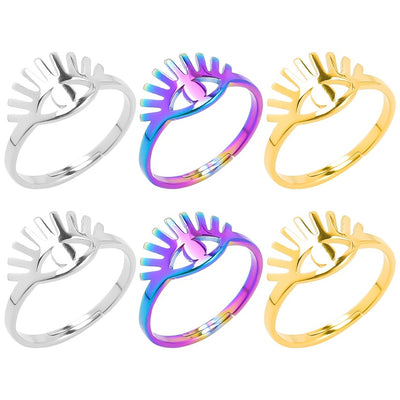 Stainless Steel Adjustable Eye Design Open Ring