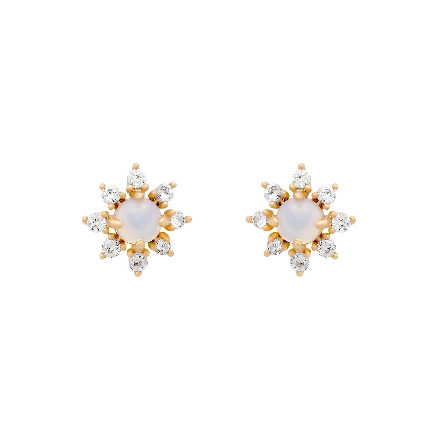 Wholesale 18K Gold Zircon Geometric Star Moonstone S925 Silver Earrings