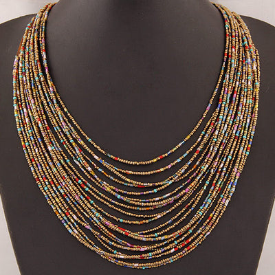 Women'S Bohemian Geometric Beaded Necklace Splicing Necklaces